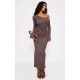 Chocolate Heavy Brushed Asymmetric Maxi Dress