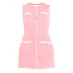 Pink Contrast Detailed Pearl Button Woven Romper