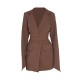 Chocolate Woven Wrap Belted Blazer Dress