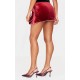 Burgundy Velvet Oversized Bow Diamante Trim Mini Skirt