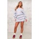 Grey Marl Sweat Bardot Frill Skirt Mini Dress