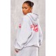 Grey Marl Cherry Print Oversized Hoodie