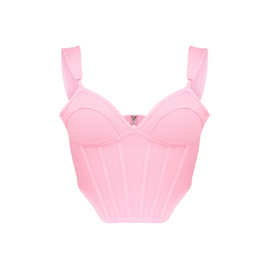 Bubblegum Pink Bandage Dip Hem Bust Cup Corset