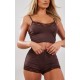 Chocolate Jersey Lace Trim Short PJ Set