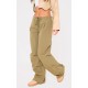 Khaki Thin Waistband Drawstring Detail Track Pants