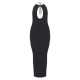 Black Fine Knit Halterneck Maxi Dress