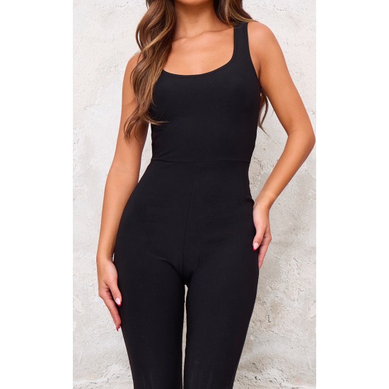 Black Slinky Sleeveless Scoop Neck Jumpsuit