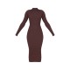 Chocolate Turtle Neck Knitted Bodycon Maxi Dress