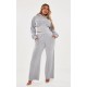 Shape Light Grey Sweat Seam Detail Wide Leg Sweatpants