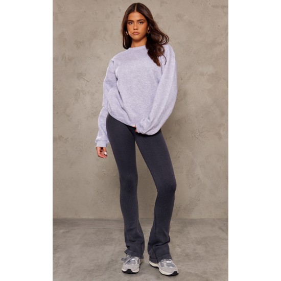 Ash Grey Oversized Cropped Crewneck Sweatshirt