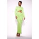 Lime Sequin Cut Out Long Sleeve Maxi Dress