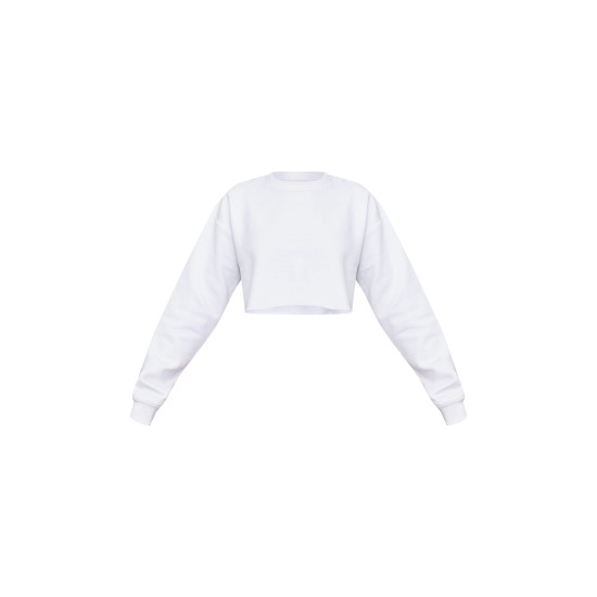 White Crop Oversized Fit Sweatshirt