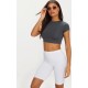 Basic Charcoal Grey Short Sleeve Crop T Shirt