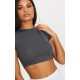 Basic Charcoal Grey Short Sleeve Crop T Shirt