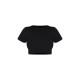 Basic Black Cotton Blend Short Sleeve Crop Top