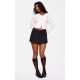 Black Tailored Woven Box Pleat Skater Skort