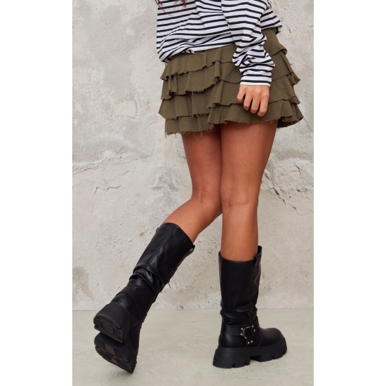 Khaki Twill Rara Mini Skirt