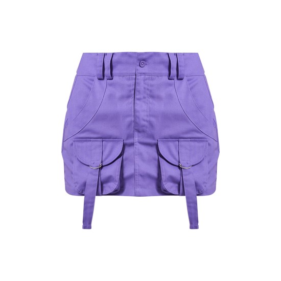 Purple Cargo Pocket Detail Micro Mini Skirt