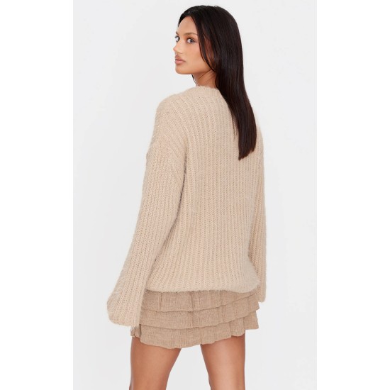 Taupe Eyelash Knit Super Oversized Sweater