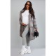 Maternity Grey Oversized Collar Belted Longline Puffer