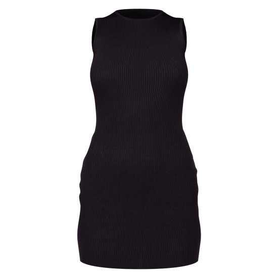 Black Basic Knitted Bodycon Dress