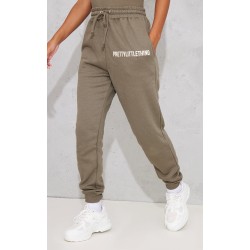 PRETTYLITTLETHING Sage Khaki Prettylittlething High Waist Cuffed Sweatpant