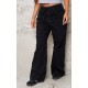 Petite Black Denim Frayed Tie Waist Wide Leg Jeans