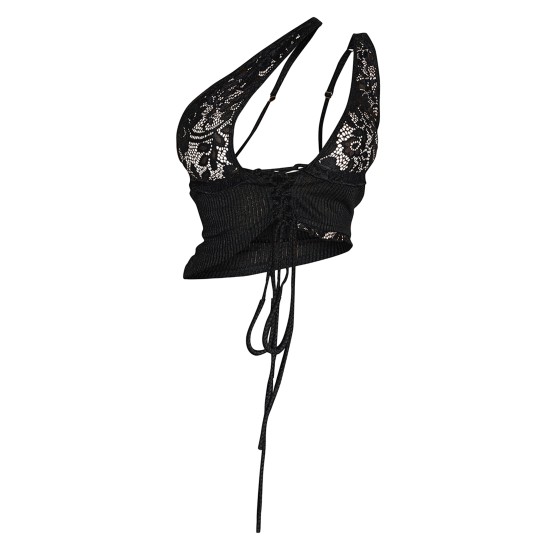 Shape Black Lace Up Bralet Top