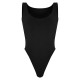 Black Basic Slinky Scoop Neck Bodysuit