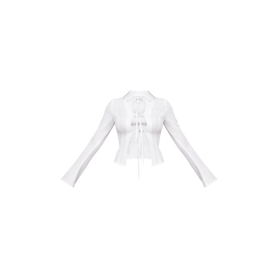 White Fitted Buckle Detail Shirt