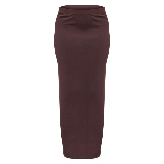 Chocolate Premium  Soft Touch Low Rise Maxi Skirt