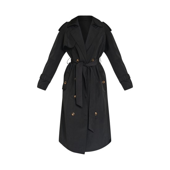 Petite Black Oversized Trench Coat