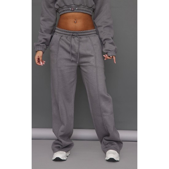 Petite Steel Blue Wide Leg Seam Detailed Sweatpants