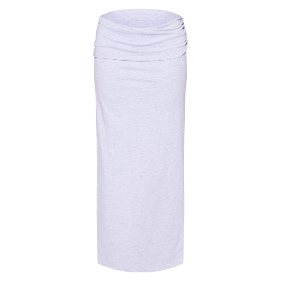 Grey Marl Foldover Cotton Maxi Skirt