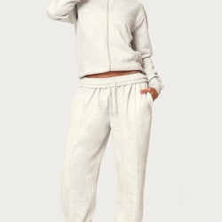 Ash Grey Pintuck Detail Oversized Sweatpants