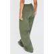 Petite Green Peach Skin Wide Leg Cargo Pants