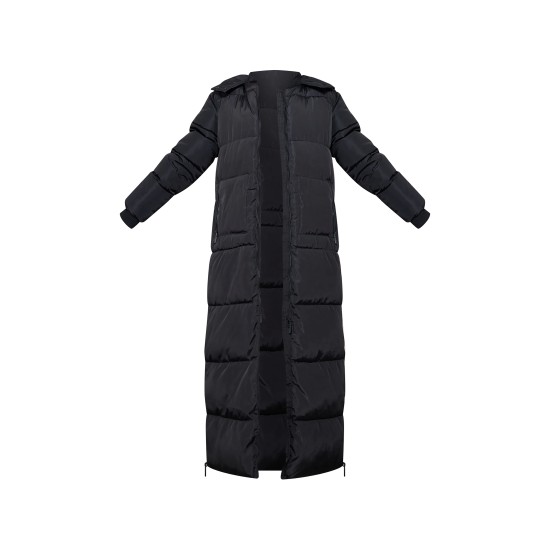 Tall Black Maxi Longline Hooded Puffer Coat