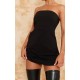 Black Stretch Woven Bandeau Shift Dress