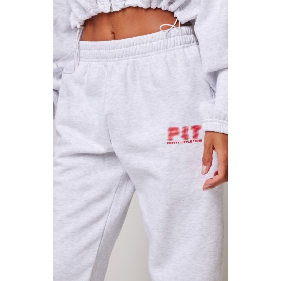 PRETTYLITTLETHING Grey Marl Oversized Cuffed Sweatpants