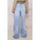 Blue Distressed Detail Straight Leg Jeans