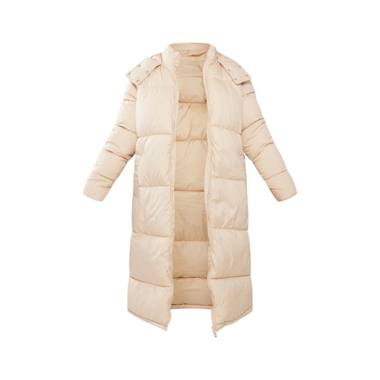 Petite Camel Long Puffer Coat