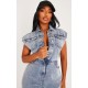 Shape Acid Blue Wash Sleeveless Rigid Denim Jumpsuit