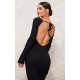 Black Heavy Brushed Rib Tie Back Maxi Dress