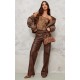 Chocolate Washed Faux Leather Dip Hem Corset