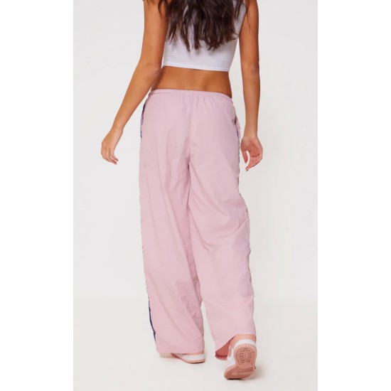 Pink Shell Side Stripe Detail Wide Leg Pants