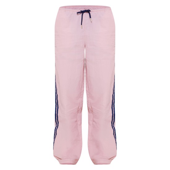 Pink Shell Side Stripe Detail Wide Leg Pants