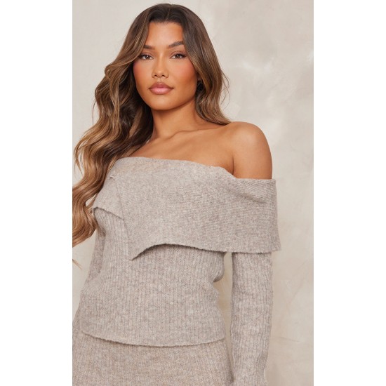 Mocha Luxe Knit Fold Over Top