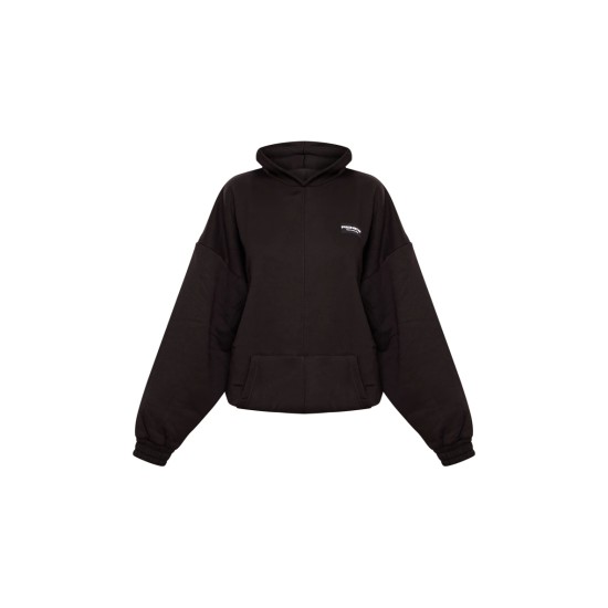 Black Badge Detail Oversized Hoodie