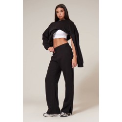 Black Flared Split Hem Sweatpants