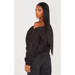 Shape Black Sweat Raw Edge Slouch Sweatshirt